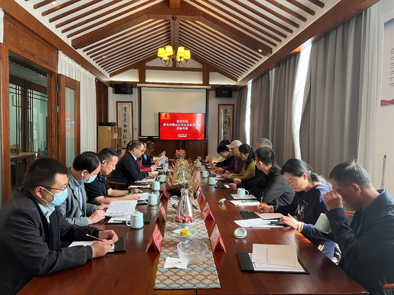 青岛市崂山区农业农村局到米兰在线官网-米兰(中国)狮峰茶业公司考察调研